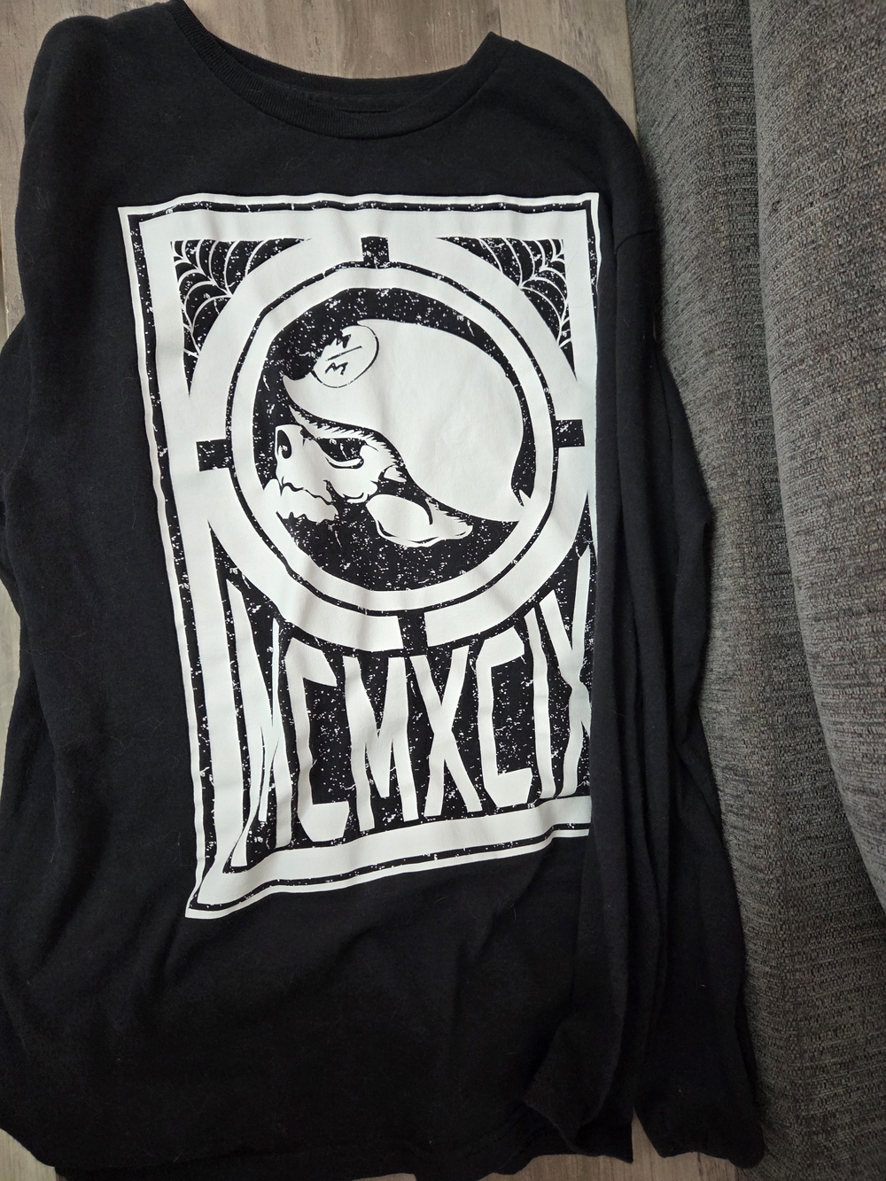 Metal Mulisha Black Long-Sleeve Tee with White Skull Graphic